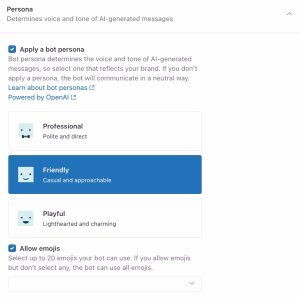 AI persona settings in Zendesk