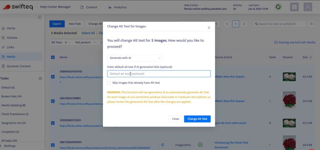 Generate alt text in bulk with AI