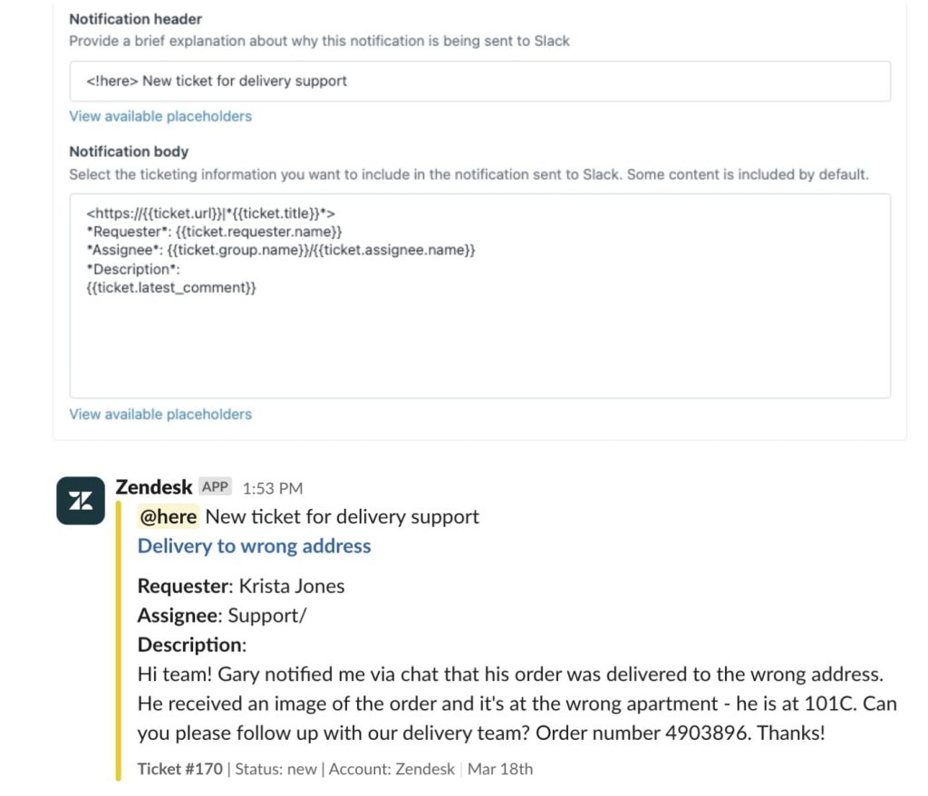 Notification header