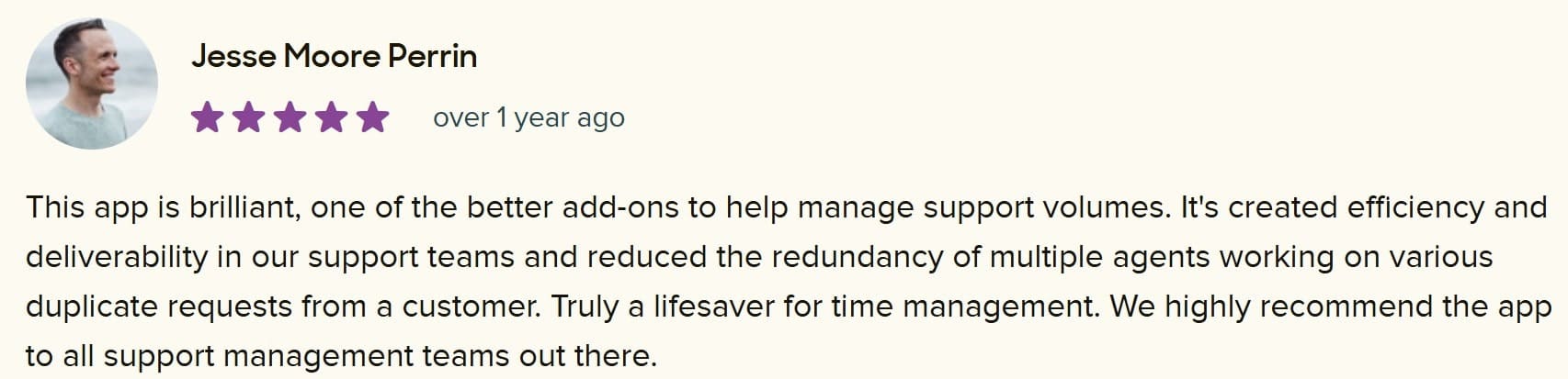 Zendesk Marketplace review by Testimonial Merge Duplicate Tickets app Jesse Moore min.jpg