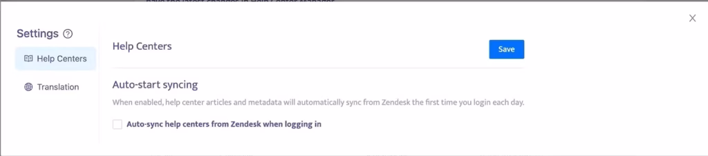 Automatic Help Center Sync on Login