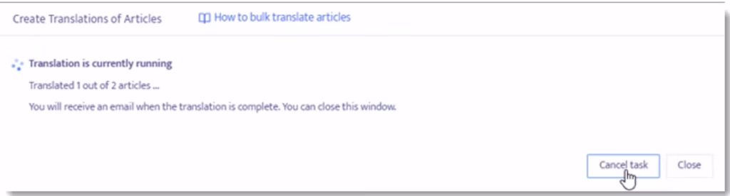 Cancel translation task