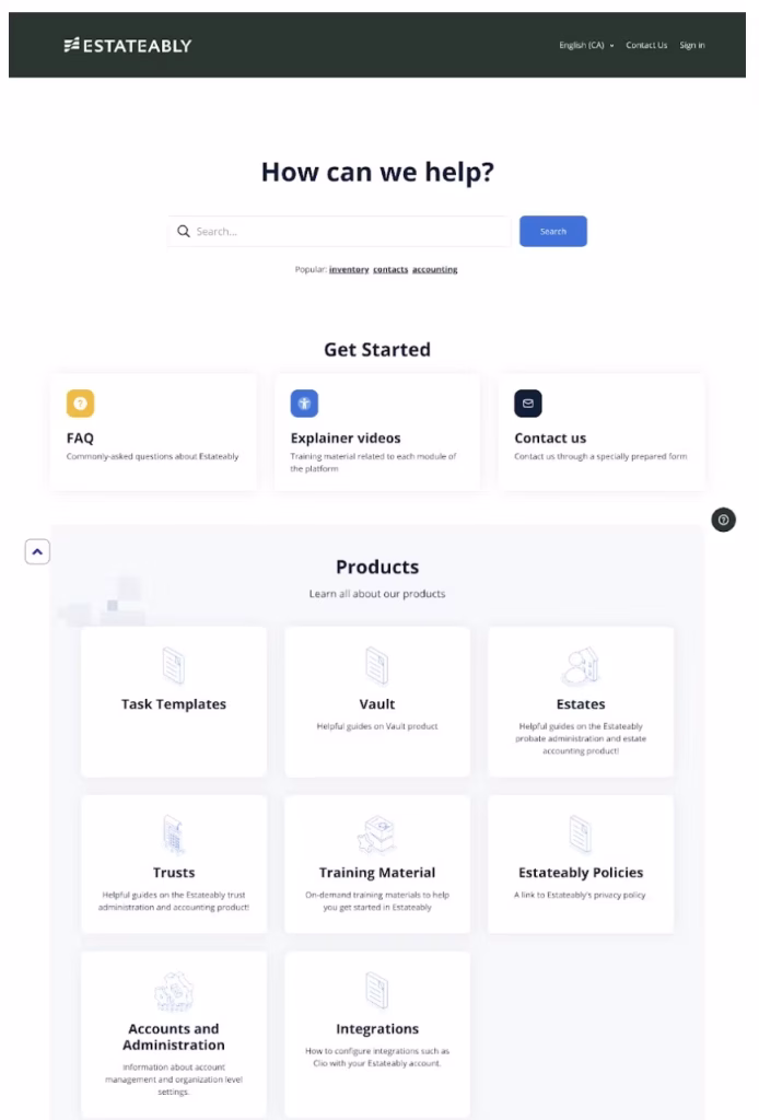 Estateably - Zendesk guide examples