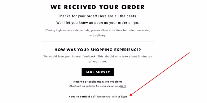 Example on how to promote live chat in emails