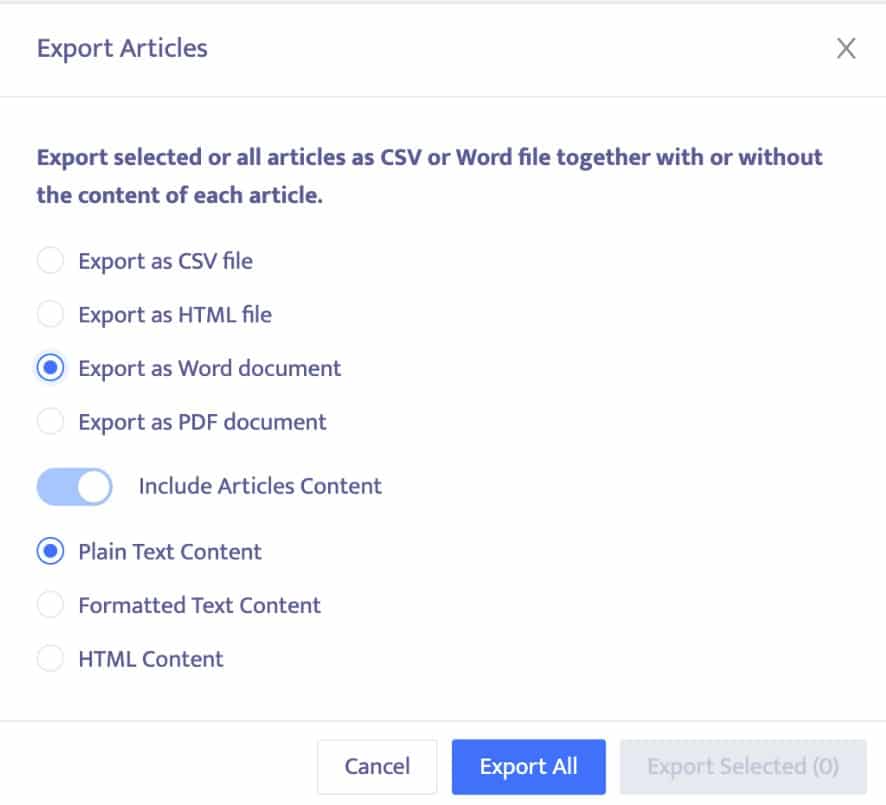 Export Articles