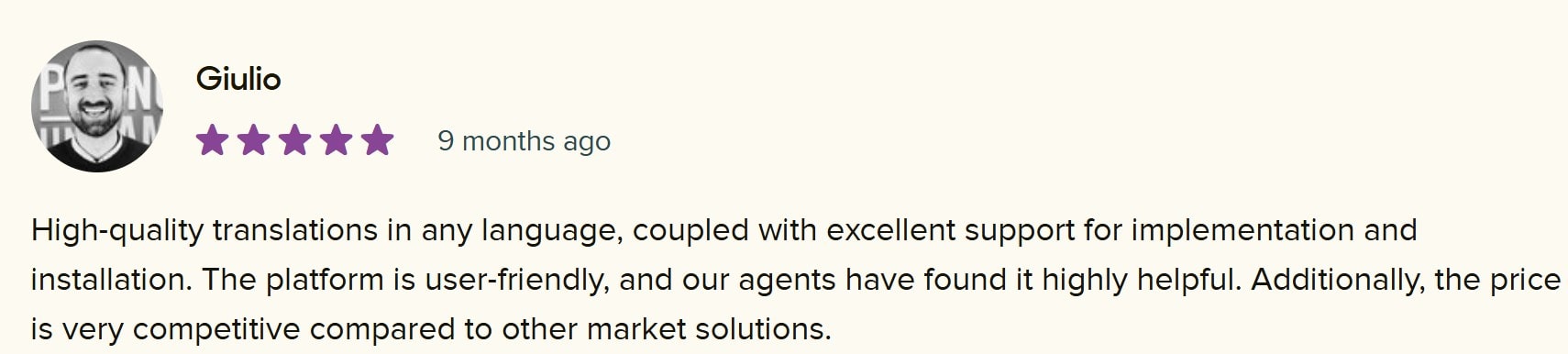 Zendesk Marketplace review by Giulio