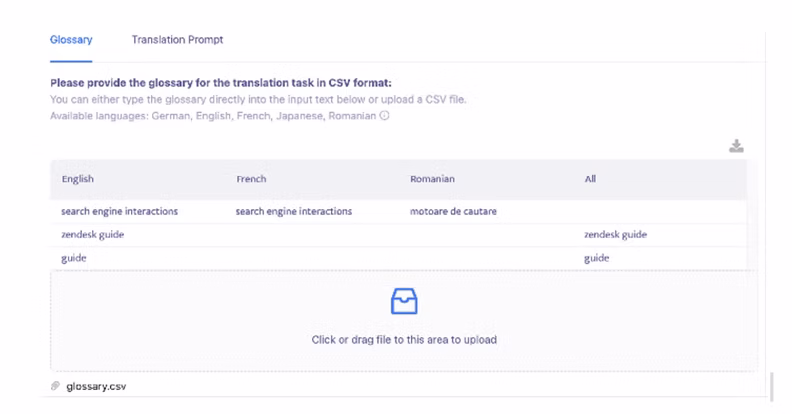 Help CEnter Translation - Custom glossary