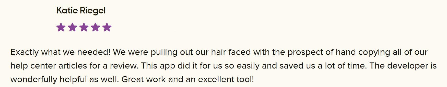 Zendesk Marketplace review by Katie