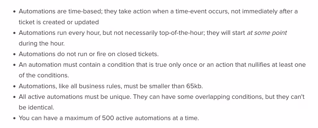 Zendesk automation defined by Zendesk