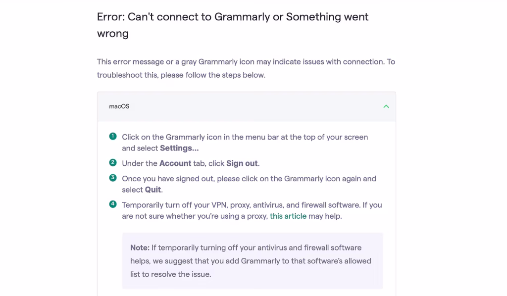 example of troubleshooting article