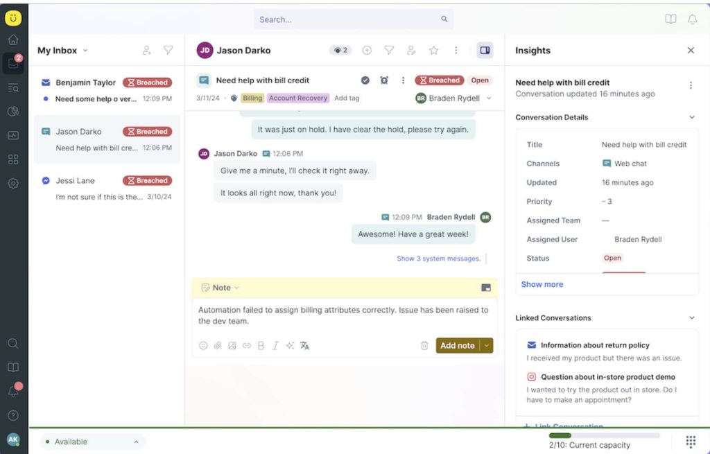 Kustomer Inbox