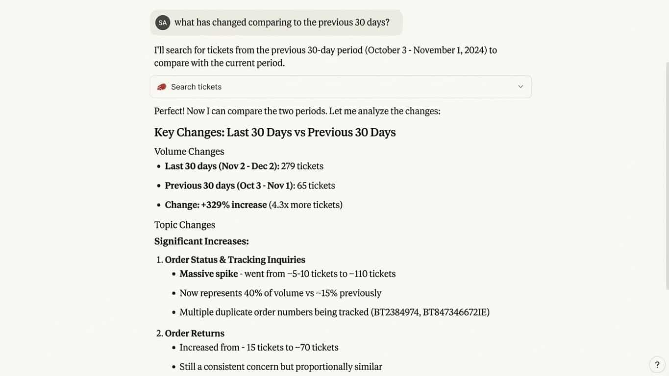 Key changes in tickets