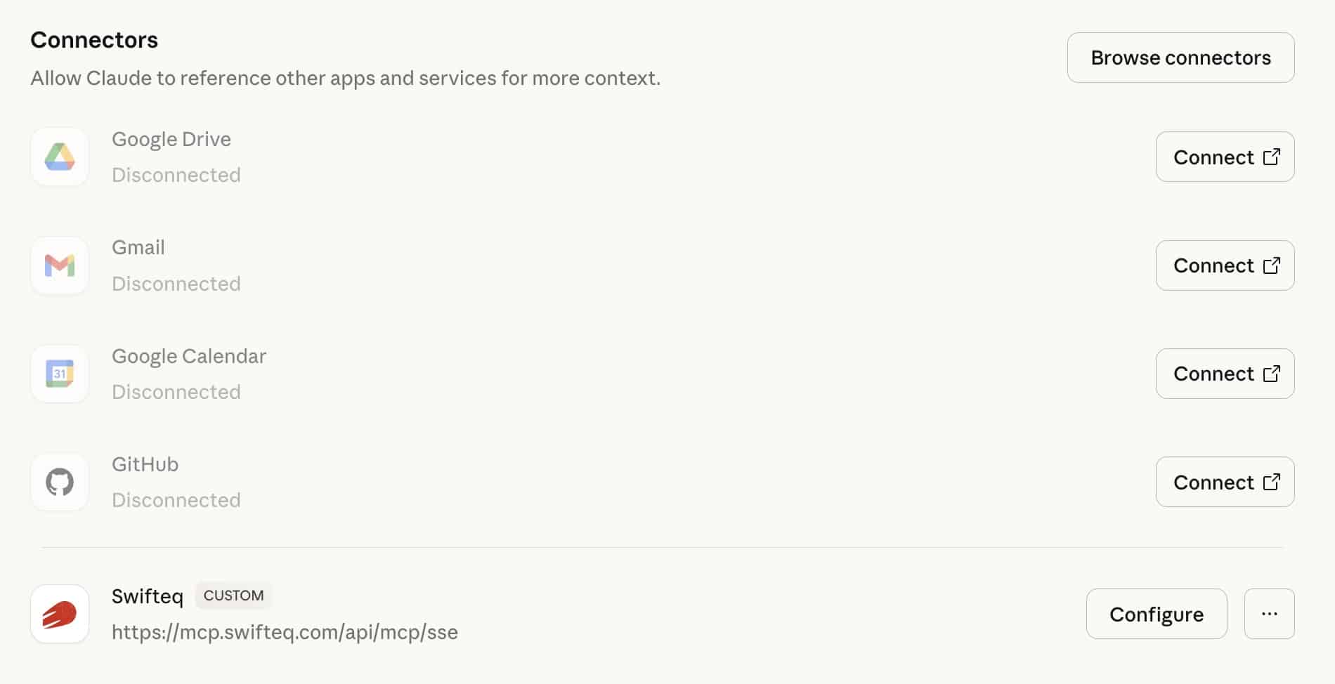 Claude Connectors Swifteq - Zendesk MCP Server