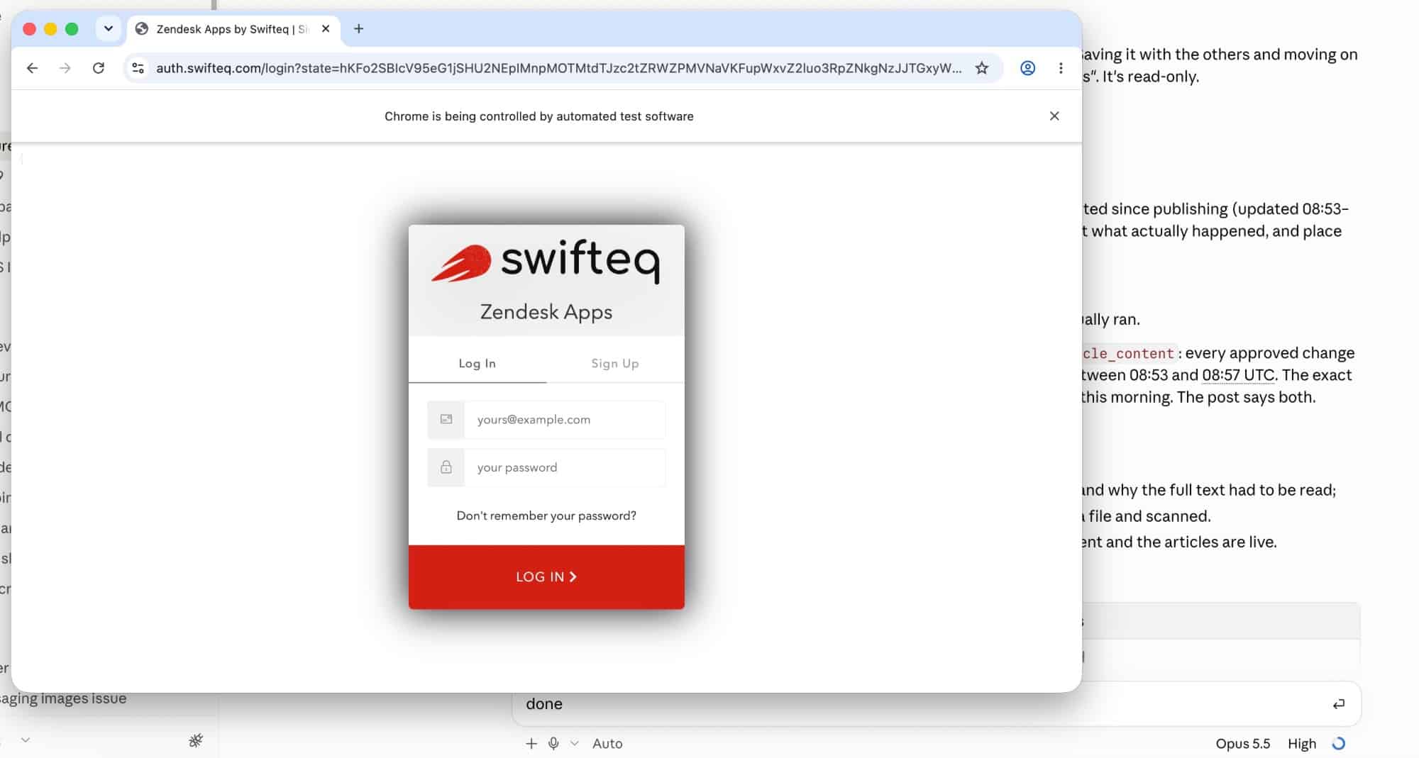 Claude opens a separate Chrome window and you sign in yourself